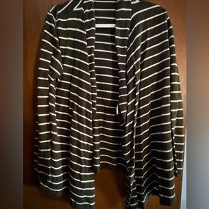 Striped Olive Green and White Cardigan